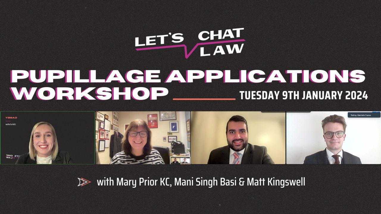 Pupillage Applications Workshop – 9 January 2024 – 7 – 8:30pm